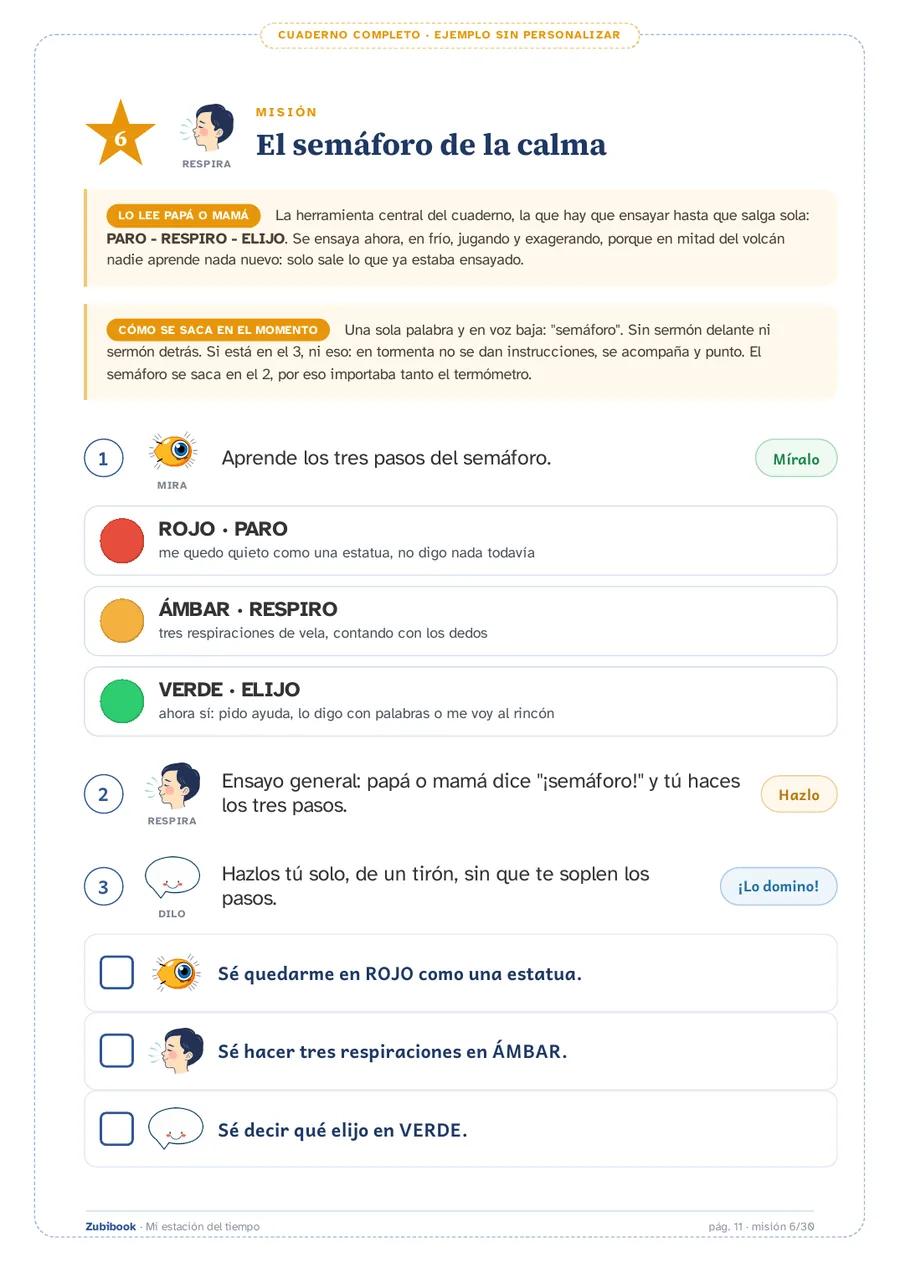 Emociones · 6 a 9 años: El semáforo de la calma