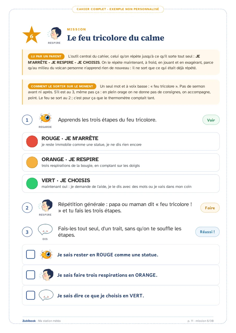 Émotions · 6 à 9 ans: Le feu tricolore du calme
