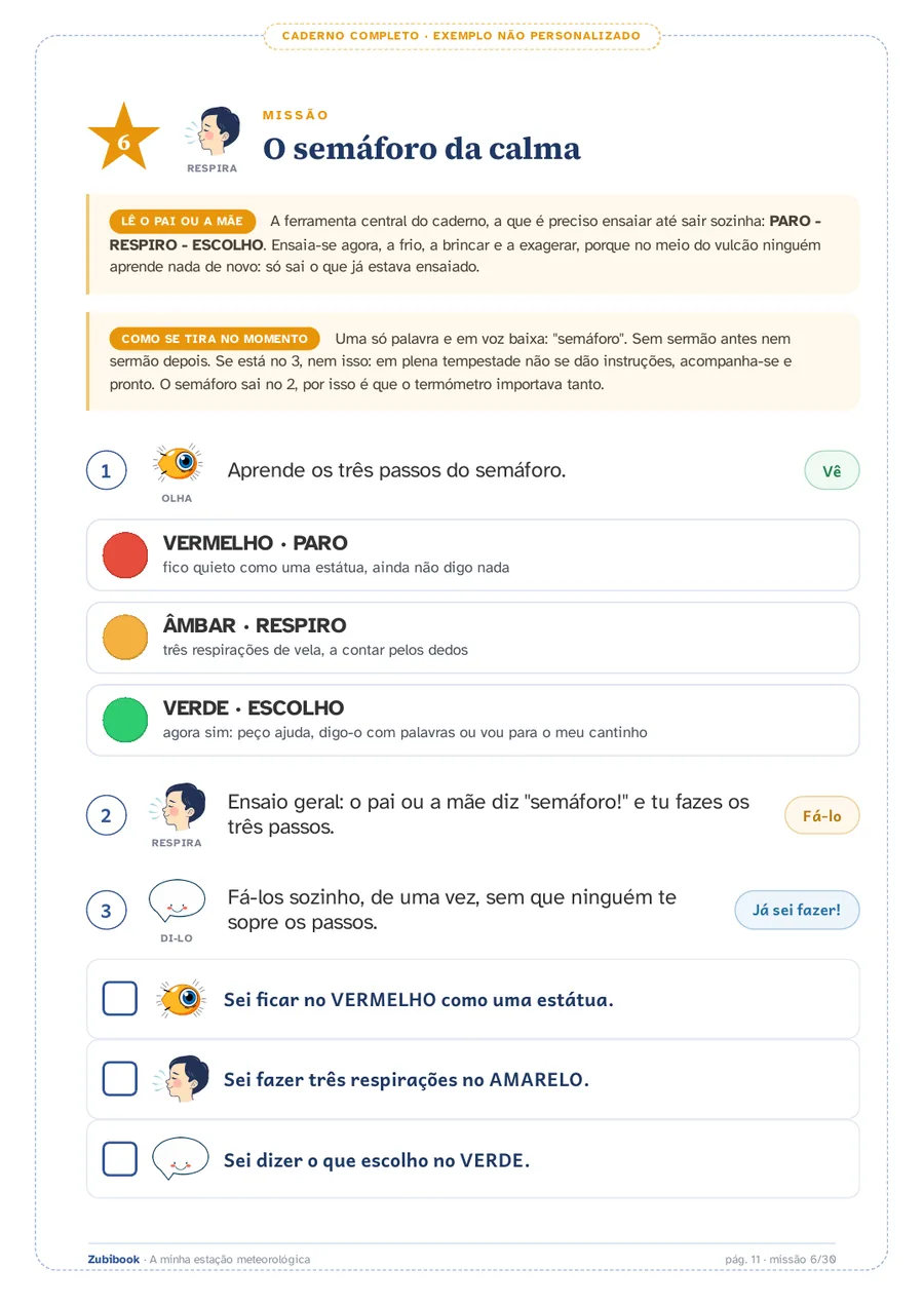 Emoções · 6 aos 9 anos: O semáforo da calma