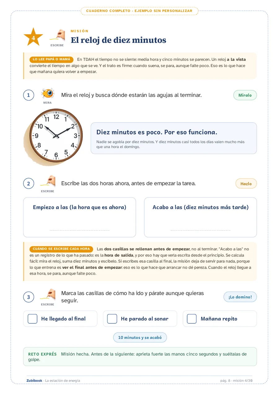 TDAH · 9 a 11 años: El reloj de diez minutos